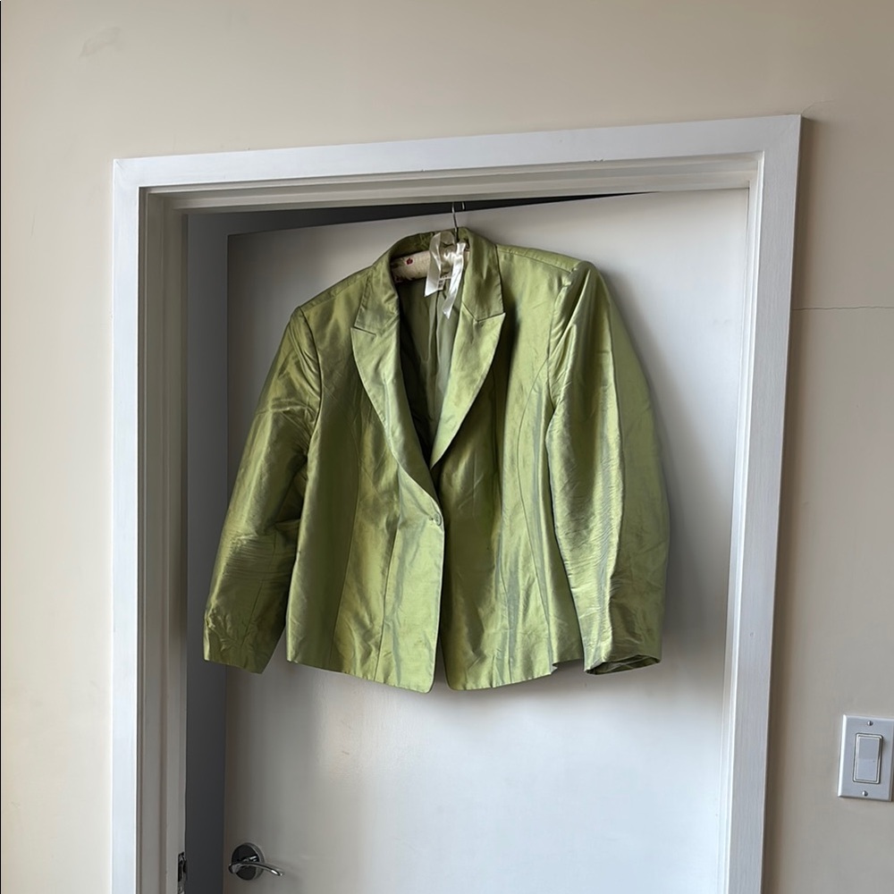 Talbots Woman Chartreuse Silk Blazer